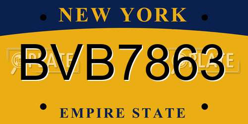 BVB7863 New York License Plate