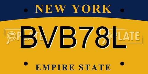 BVB78L New York License Plate