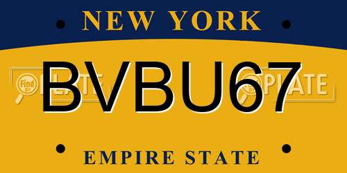 BVBU67 New York License Plate
