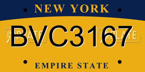BVC3167 New York License Plate