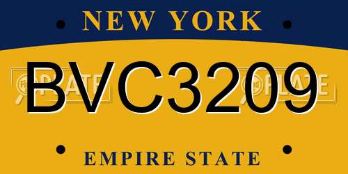 BVC3209 New York License Plate