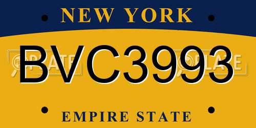 BVC3993 New York License Plate