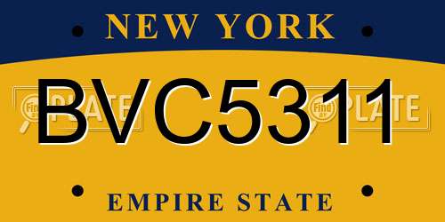 BVC5311 New York License Plate