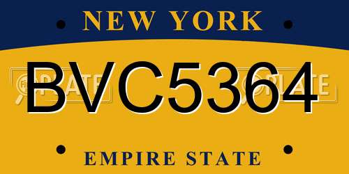 BVC5364 New York License Plate