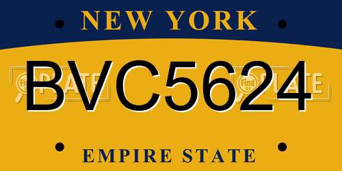BVC5624 New York License Plate