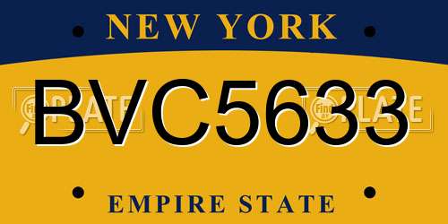 BVC5633 New York License Plate
