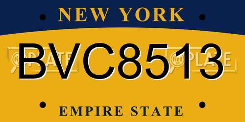 BVC8513 New York License Plate