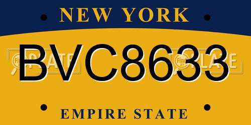 BVC8633 New York License Plate