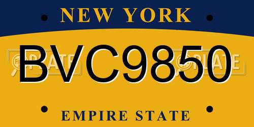 BVC9850 New York License Plate