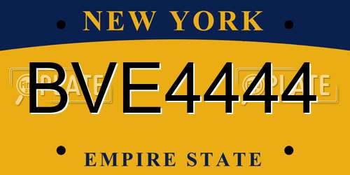 BVE4444 New York License Plate