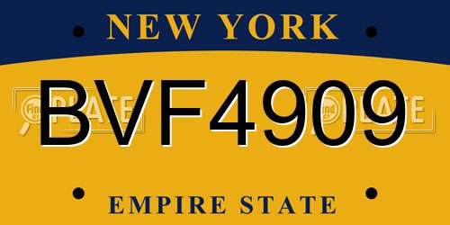 BVF4909 New York License Plate