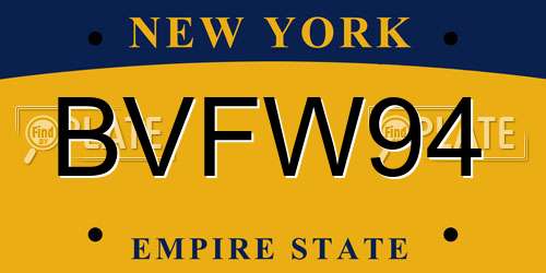 BVFW94 New York License Plate