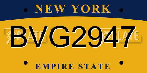 BVG2947 New York License Plate