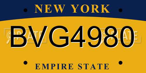 BVG4980 New York License Plate
