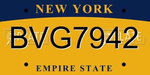 BVG7942 New York License Plate