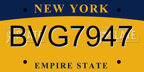 BVG7947 New York License Plate
