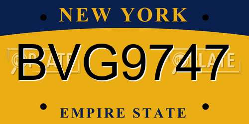 BVG9747 New York License Plate