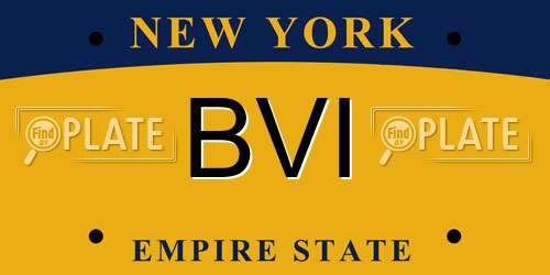 BVI New York License Plate