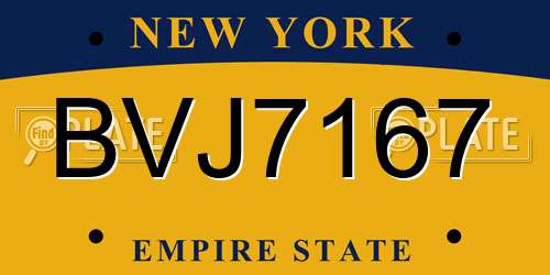 BVJ7167 New York License Plate