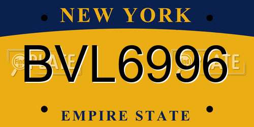 BVL6996 New York License Plate