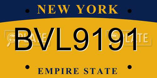BVL9191 New York License Plate