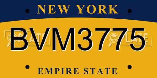 BVM3775 New York License Plate