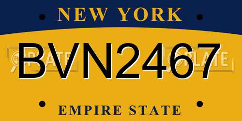 BVN2467 New York License Plate