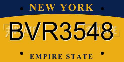 BVR3548 New York License Plate