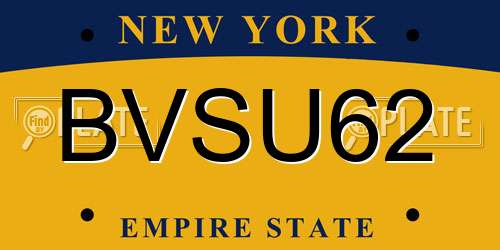 BVSU62 New York License Plate