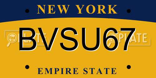 BVSU67 New York License Plate