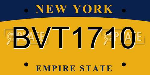 BVT1710 New York License Plate