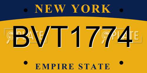 BVT1774 New York License Plate