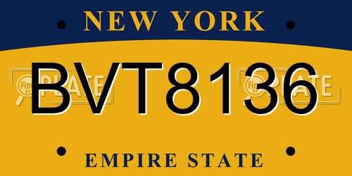 BVT8136 New York License Plate