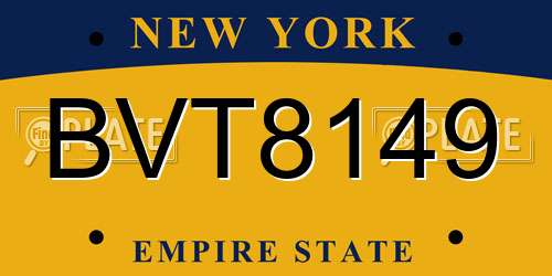 BVT8149 New York License Plate