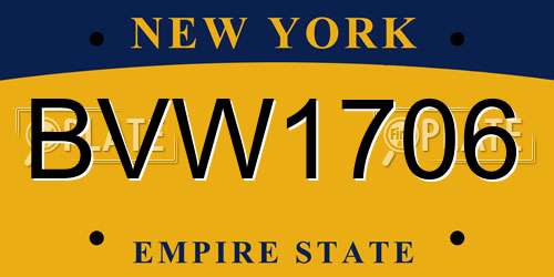 BVW1706 New York License Plate