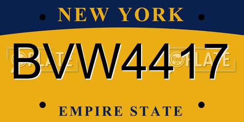 BVW4417 New York License Plate