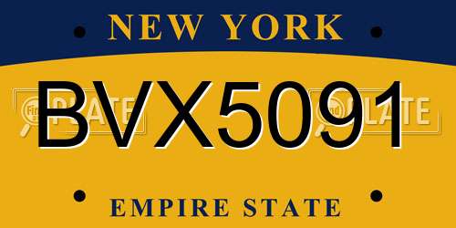 BVX5091 New York License Plate