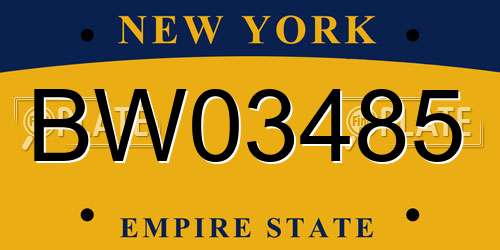 BW03485 New York License Plate