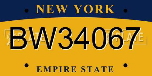 BW34067 New York License Plate