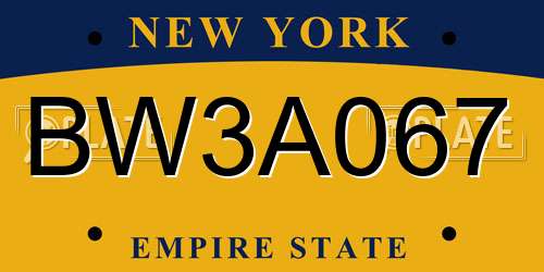 BW3A067 New York License Plate
