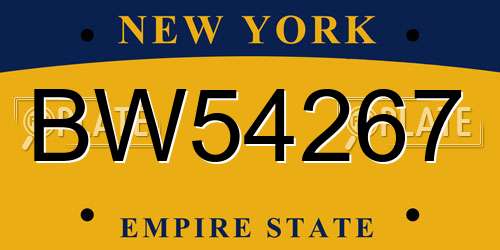 BW54267 New York License Plate