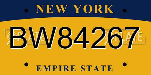 BW84267 New York License Plate