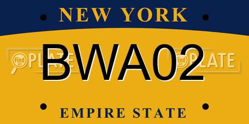 BWA02 New York License Plate