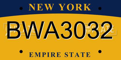 BWA3032 New York License Plate