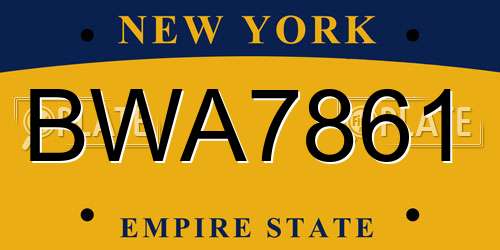 BWA7861 New York License Plate