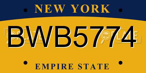BWB5774 New York License Plate