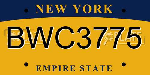 BWC3775 New York License Plate