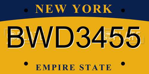 BWD3455 New York License Plate