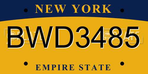 BWD3485 New York License Plate