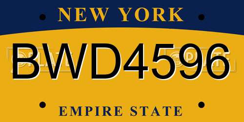 BWD4596 New York License Plate